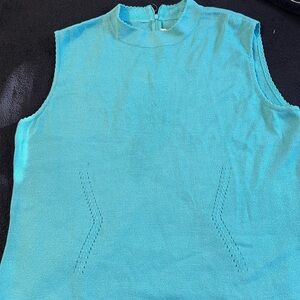 St. John blue turquoise knit sleeveless‎ top size large